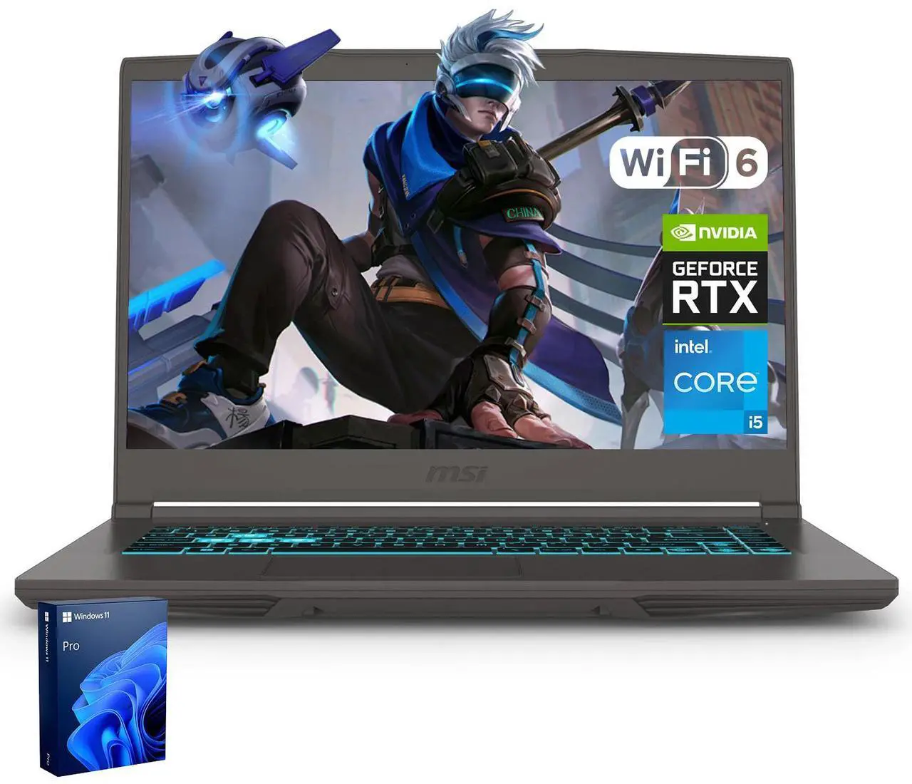 Main image of MSI Thin 15 15.6 144Hz IPS Slim Pro VR-Ready Gaming Laptop, Intel Core i5-13420H(Beats Ryzen 7 7435HS), NVIDIA GeForce RTX 4060, 64GB RAM, 1TB SSD, Wi-Fi 6, Backlit Keyboard, Windows 11 Pro, Gray