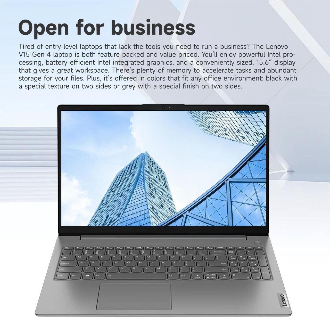Alt view image 6 of 7 - Lenovo V-Series V15 Business Laptop, 15.6" FHD, Intel Core i7-13620H, 16GB RAM, 512GB SSD, Webcam, Wi-Fi 6, Windows 11 Pro, Grey