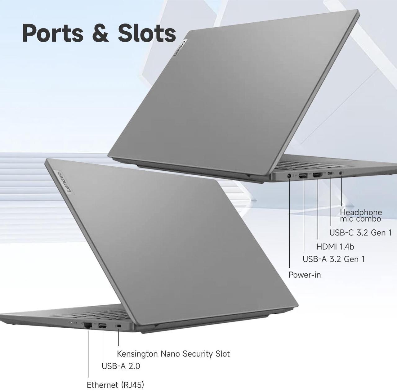 Alt view image 7 of 7 - Lenovo V-Series V15 Business Laptop, 15.6" FHD, Intel Core i7-13620H, 16GB RAM, 512GB SSD, Webcam, Wi-Fi 6, Windows 11 Pro, Grey