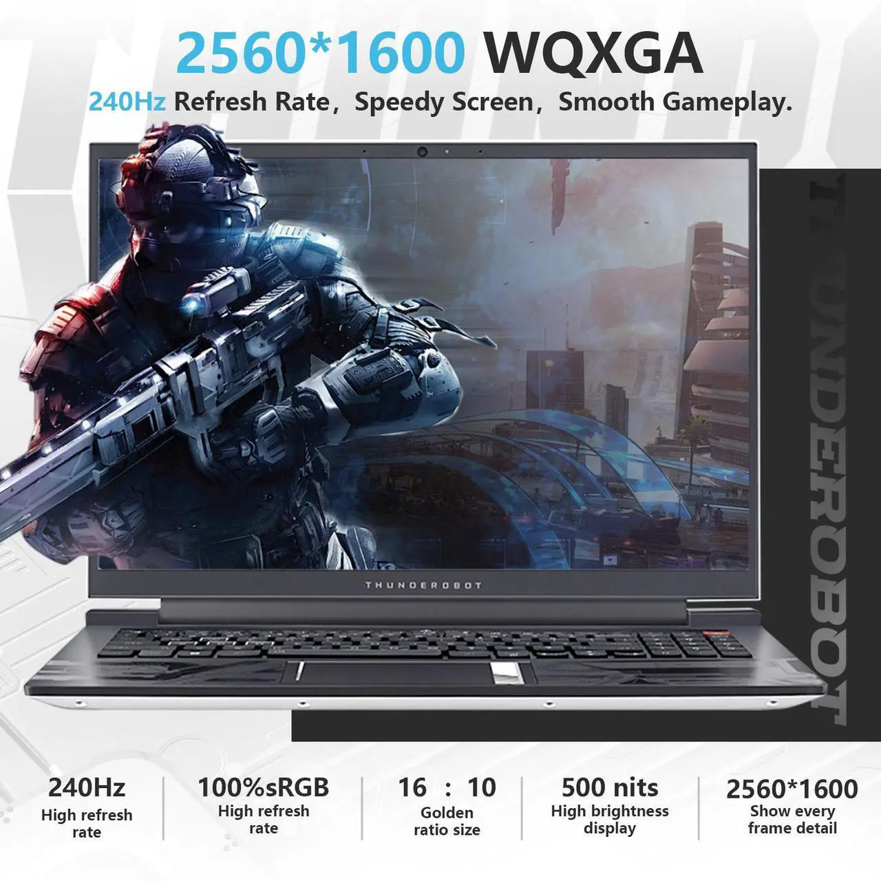 Alt view image 4 of 7 - Thunderobot ZERO 16 Gaming Laptop, 16" WQXGA 240Hz, Intel Core i9-14900HX, GeForce RTX 4080, 32GB DDR5 RAM, 1TB SSD, RGB Backlit Keyboard, Wi-Fi 6, Win 11 Home, White