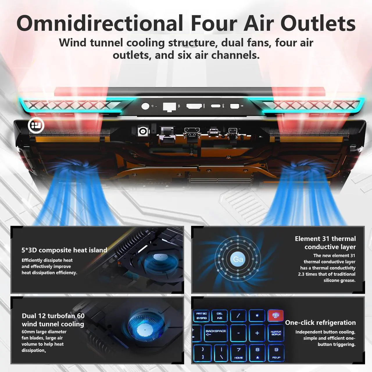 Alt view image 6 of 7 - Thunderobot ZERO 16 Gaming Laptop, 16" WQXGA 240Hz, Intel Core i9-14900HX, GeForce RTX 4080, 32GB DDR5 RAM, 1TB SSD, RGB Backlit Keyboard, Wi-Fi 6, Win 11 Home, White