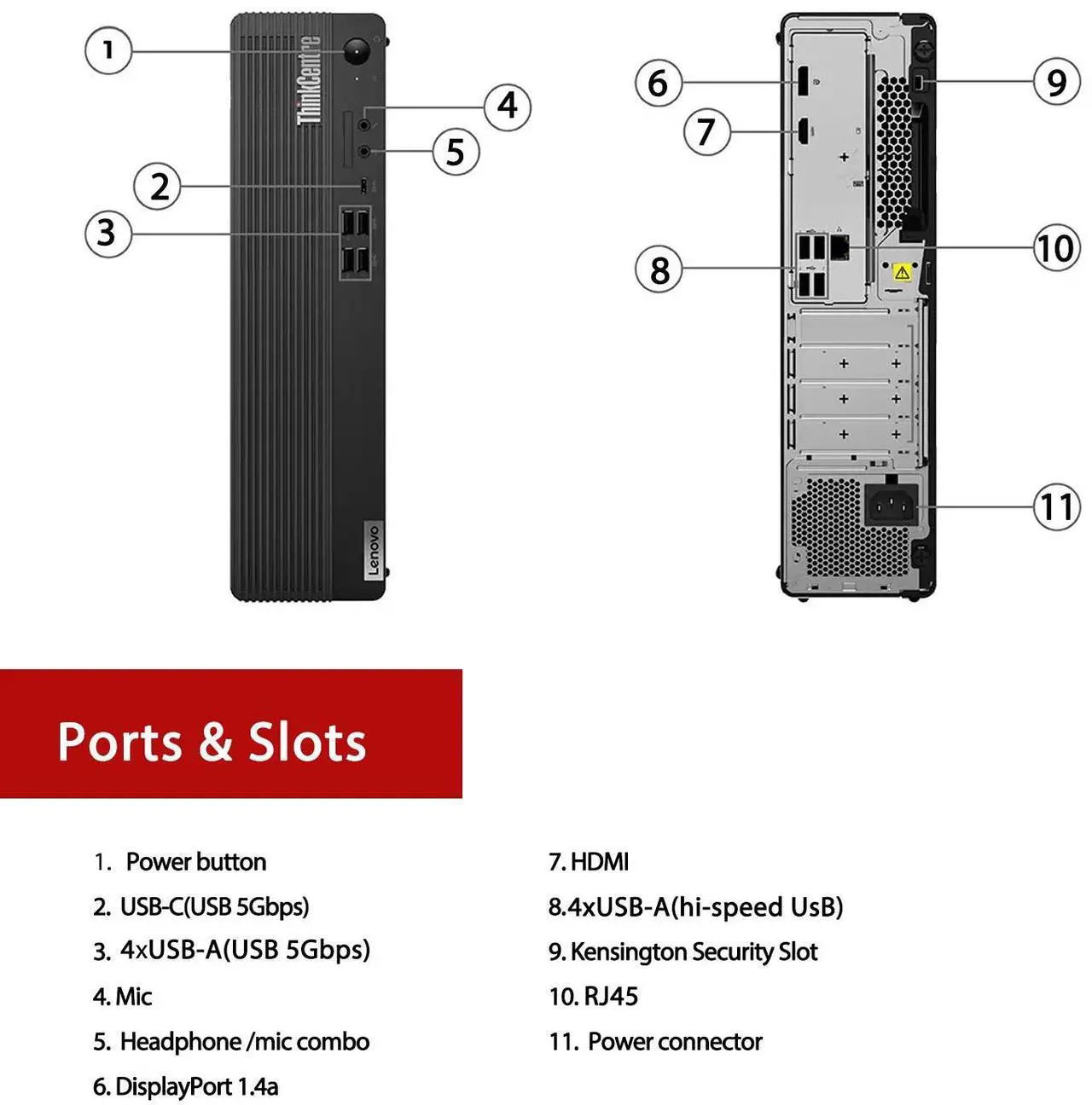 Alt view image 4 of 7 - Lenovo ThinkCentre M70s Business SFF Desktop, Intel Core i7-14700, 64GB DDR5 RAM, 2TB SSD, Wi-Fi 6, Windows 11 Pro, Black