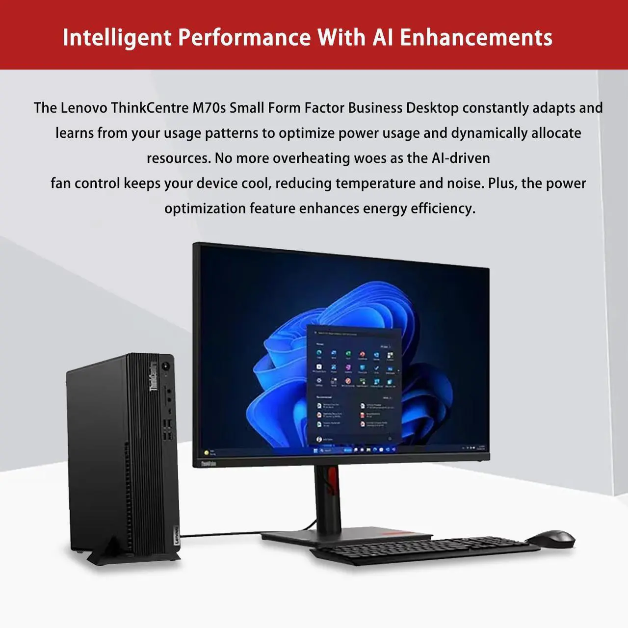 Alt view image 6 of 7 - Lenovo ThinkCentre M70s Business SFF Desktop, Intel Core i7-14700, 64GB DDR5 RAM, 2TB SSD, Wi-Fi 6, Windows 11 Pro, Black