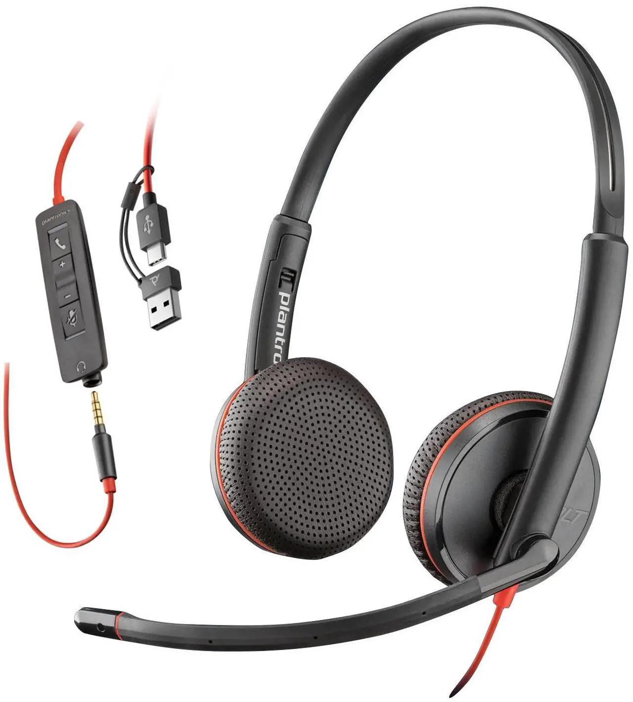 Main image of HP Poly Blackwire C3225 Stereo USB-C Headset, Noise Cancelling, Soundguard and Flexible Microphone Arm, Black