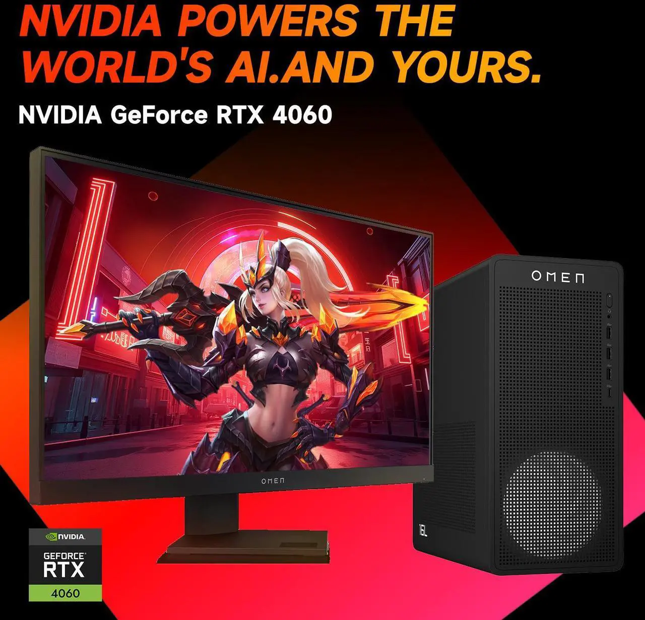 Alt view image 3 of 7 - HP OMEN 16L i7 Gaming Tower Desktop, Intel Core i7-14700F, NVIDIA GeForce RTX 4060, 16GB DDR5 RAM, 1TB SSD, DP, RJ-45, Wi-Fi 6, Windows 11 Home, Black