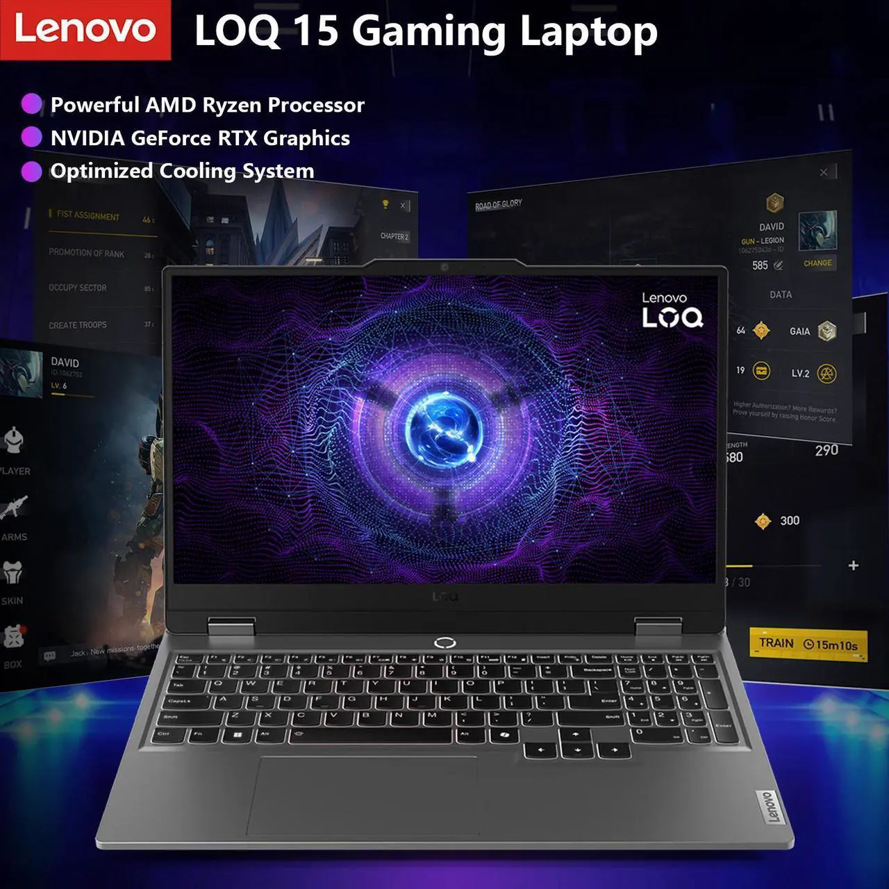Alt view image 2 of 7 - Lenovo LOQ 15 Smooth FPS Gaming Laptop, 15.6" FHD 144Hz IPS, AMD Ryzen 7 7435HS, NVIDIA GeForce RTX 4050, 32GB DDR5, 1TB SSD, Backlit Keyboard, Wi-Fi 6, Windows 11 Home, Grey