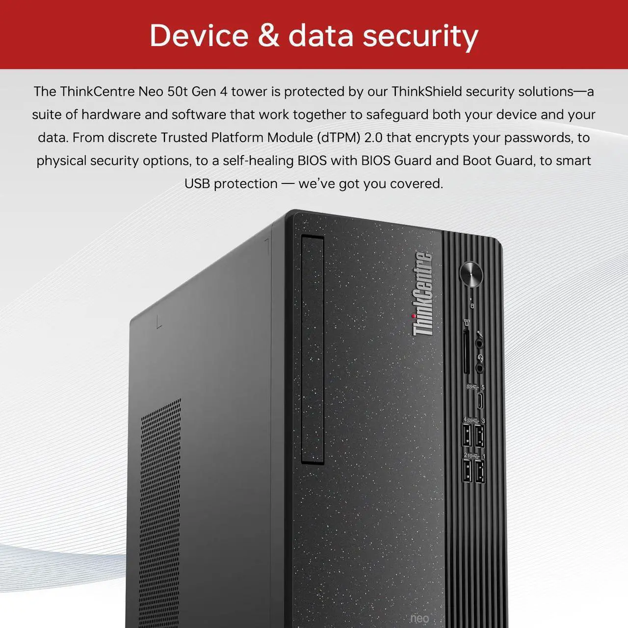 Alt view image 5 of 6 - Lenovo ThinkCentre neo 50t Business Tower Desktop, Intel Core i3-13100, 16GB DDR5 RAM, 1TB SSD, Wi-Fi, Windows 11 Pro, Black