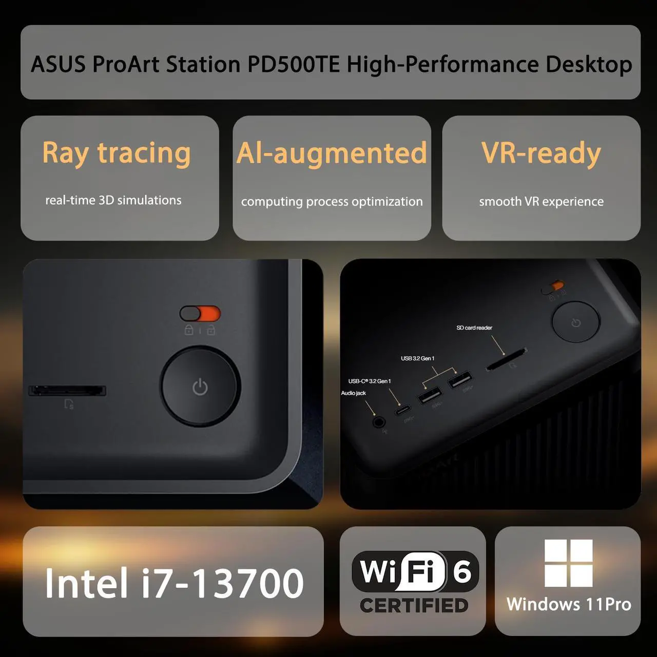 Alt view image 2 of 7 - ASUS ProArt VR Ready Desktop, i7-13700, RTX 4070, 64GB RAM, 2TB SSD, W11 Pro, Bundle with Pimax Crystal Light Prime 8K QLED PCVR Headset, for Designing, Exhibition, Training and Education