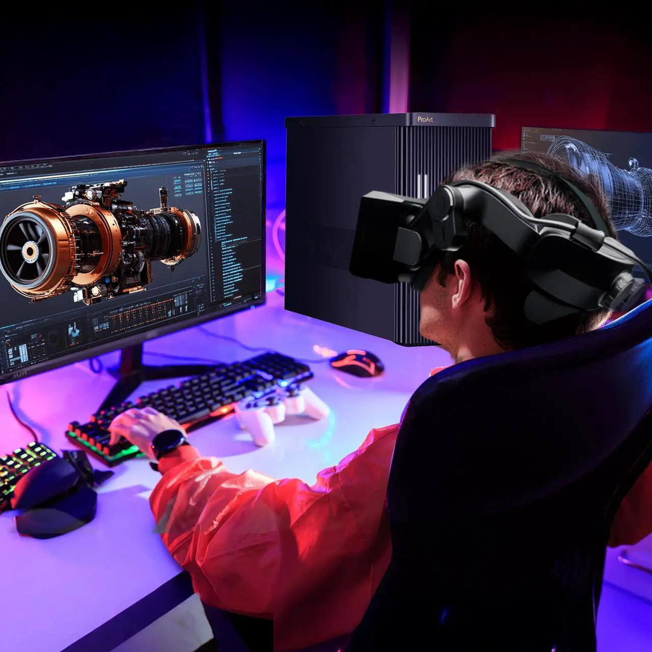 Alt view image 7 of 7 - ASUS ProArt VR Ready Desktop, i7-13700, RTX 4070, 64GB RAM, 2TB SSD, W11 Pro, Bundle with Pimax Crystal Light Prime 8K QLED PCVR Headset, for Designing, Exhibition, Training and Education