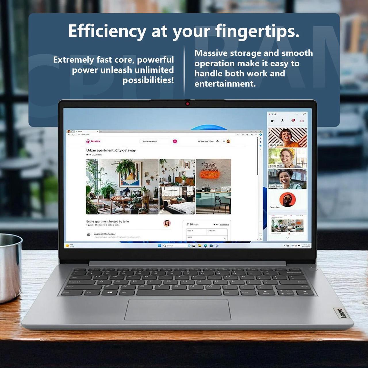 Alt view image 7 of 7 - Lenovo IdeaPad 1 Everyday Laptop, 14" HD Display, 8GB RAM, 256GB Storage(128GB eMMC + 128GB PCIe), 1 Yr Office 365 Included, Intel Core Processor, SD Card Reader, HDMI, Wi-Fi 6, Win 11 Home, Grey