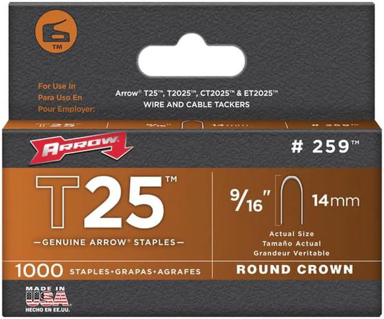 Alt view image 11 of 11 - Arrow Fastener 259 T25 9/16 Inch (14mm) Staples, 1000/Pk