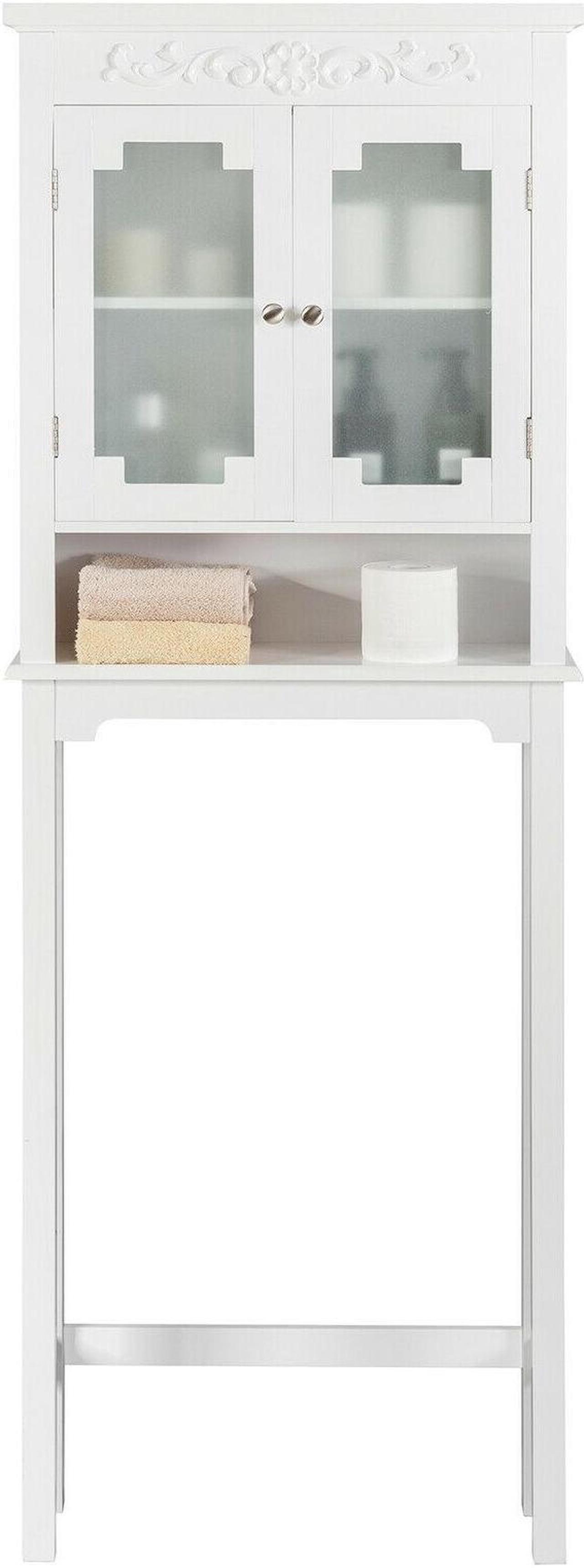 Alt view image 2 of 7 - Bathroom Space Saver Carved Top Toilet Rack with Adjustable Shelf