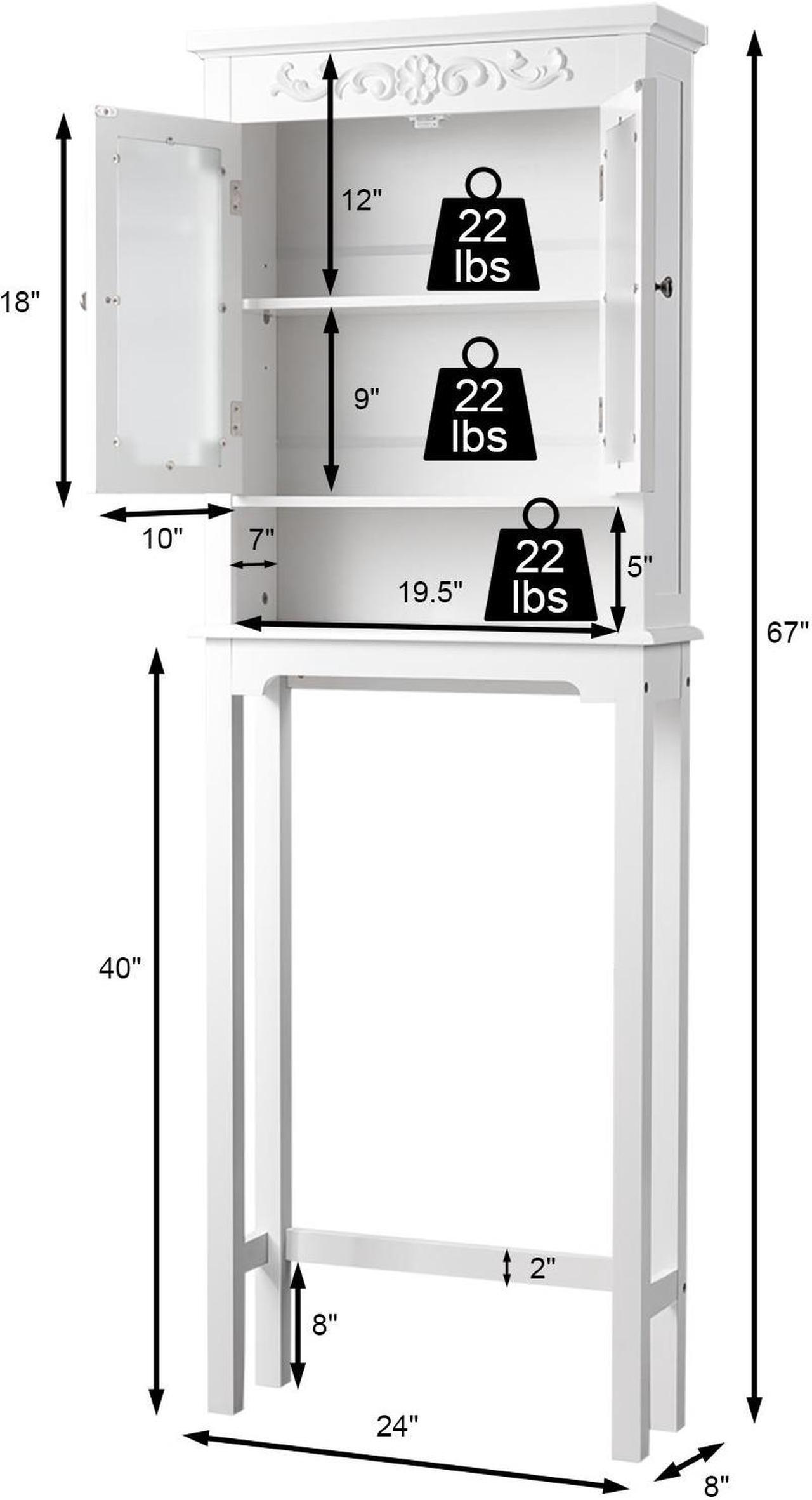 Alt view image 5 of 7 - Bathroom Space Saver Carved Top Toilet Rack with Adjustable Shelf