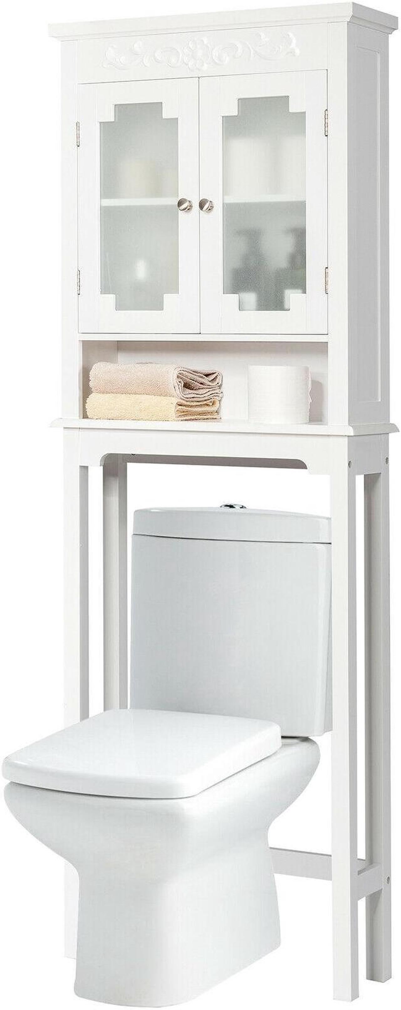 Alt view image 6 of 7 - Bathroom Space Saver Carved Top Toilet Rack with Adjustable Shelf