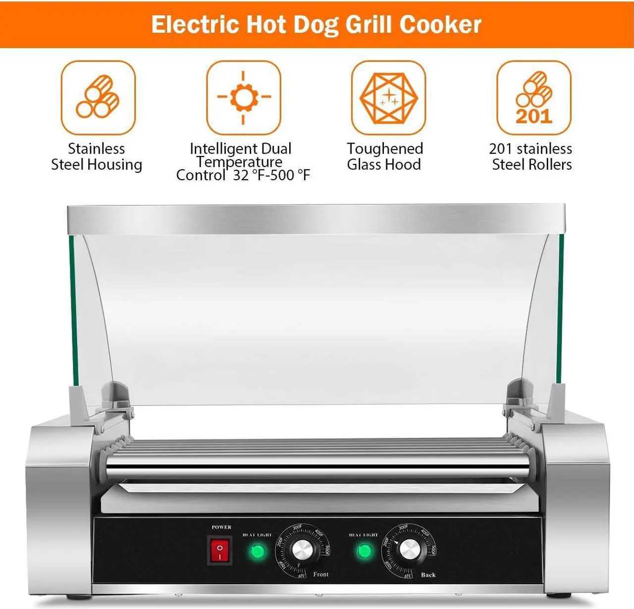 Alt view image 6 of 7 - 18 Hot Dog 7 Roller Grill Commercial Cooker