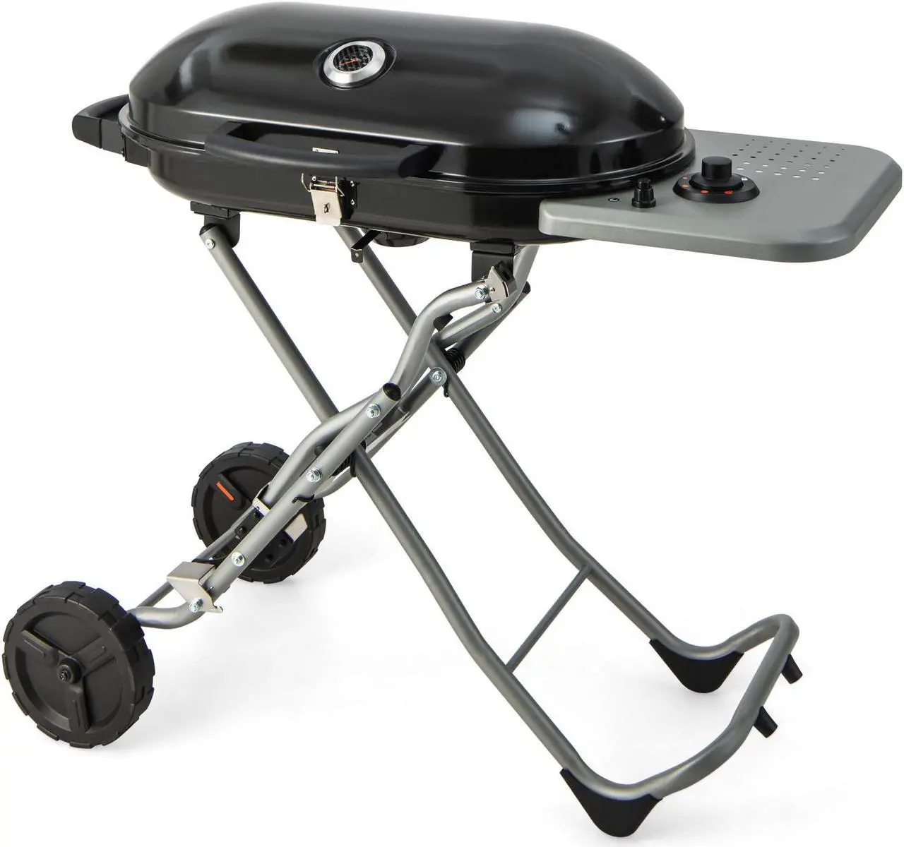 Alt view image 2 of 7 - 15000 BTU Portable Propane BBQ Grill with Wheels and Side Shelf-Black