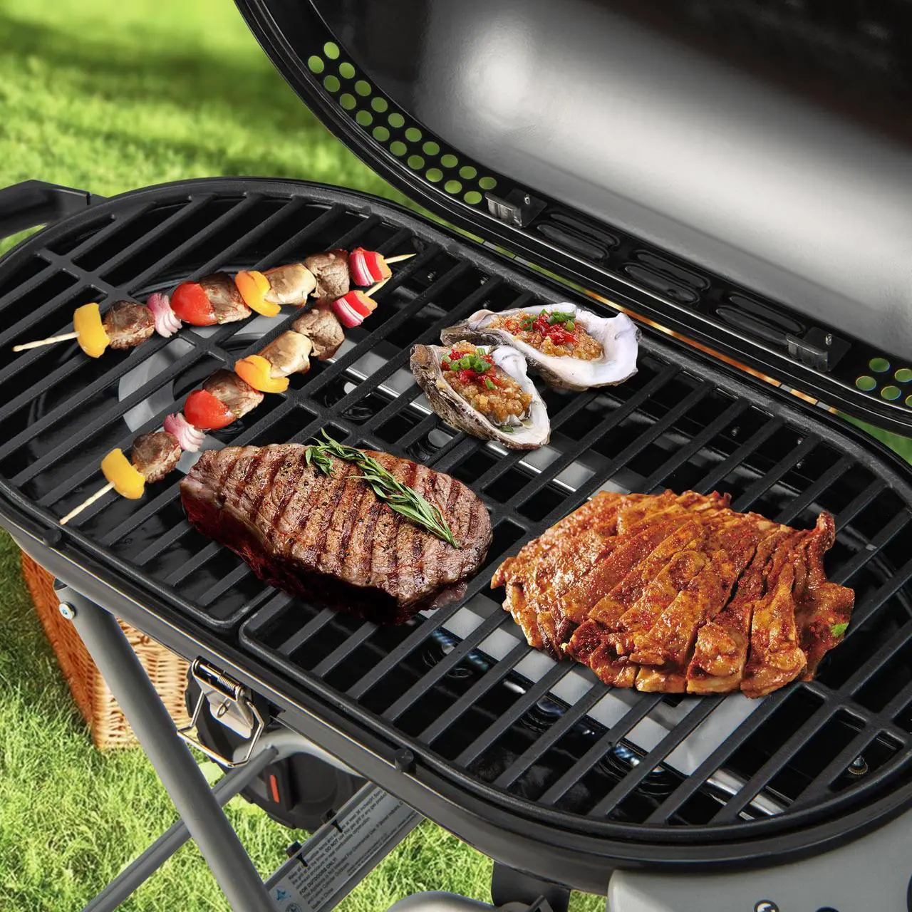 Alt view image 3 of 7 - 15000 BTU Portable Propane BBQ Grill with Wheels and Side Shelf-Black
