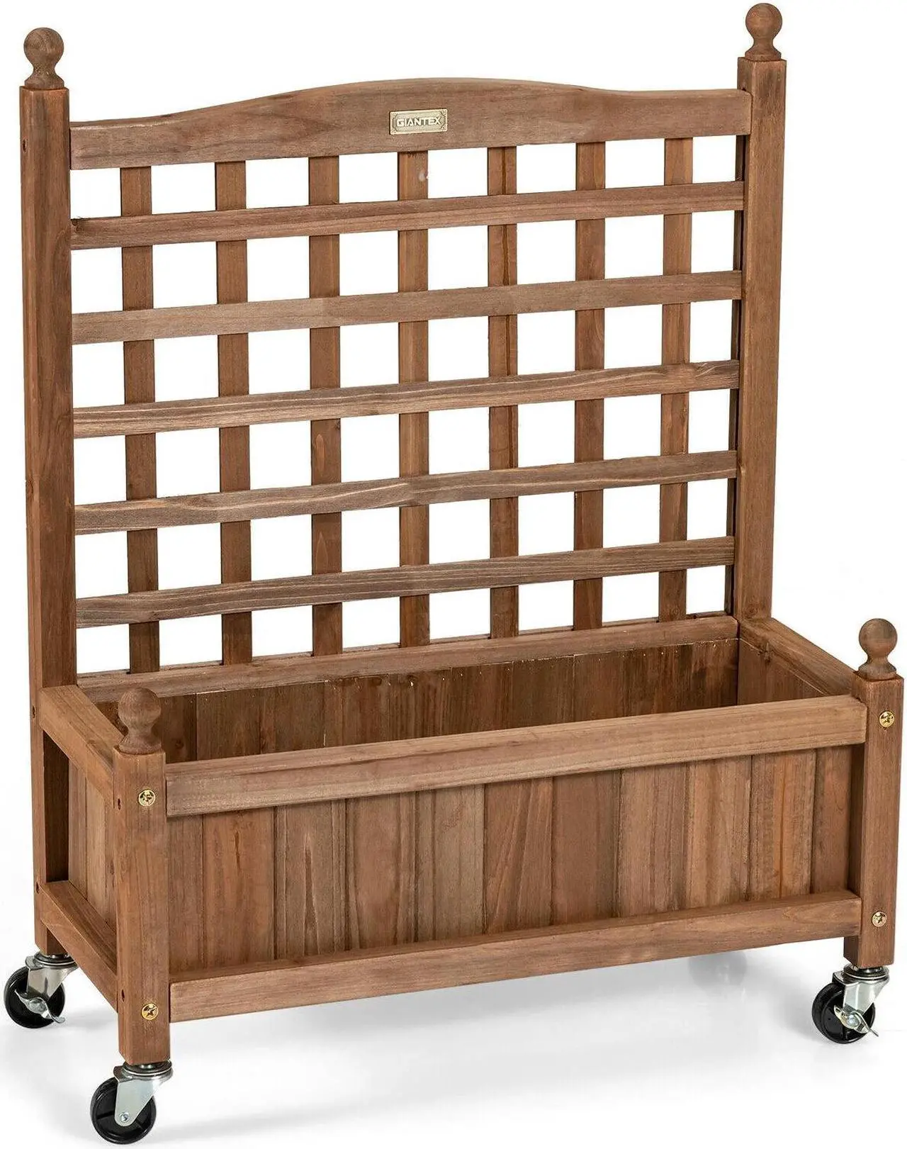 Main image of 32in Wood Planter Box with Trellis Mobile Raised Bed for Climbing Plant