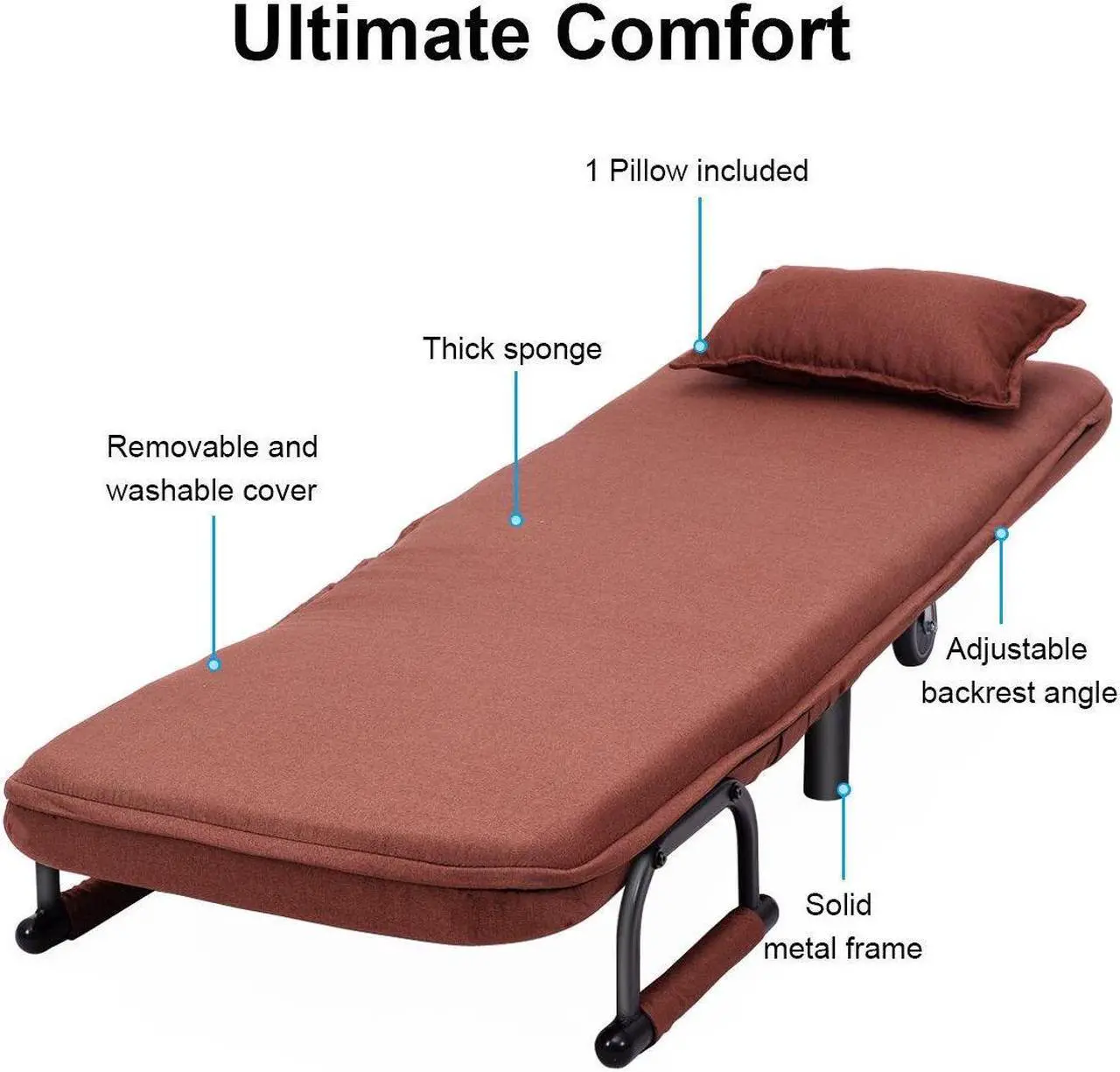 Alt view image 5 of 7 - Convertible Folding Leisure Recliner Sofa Bed