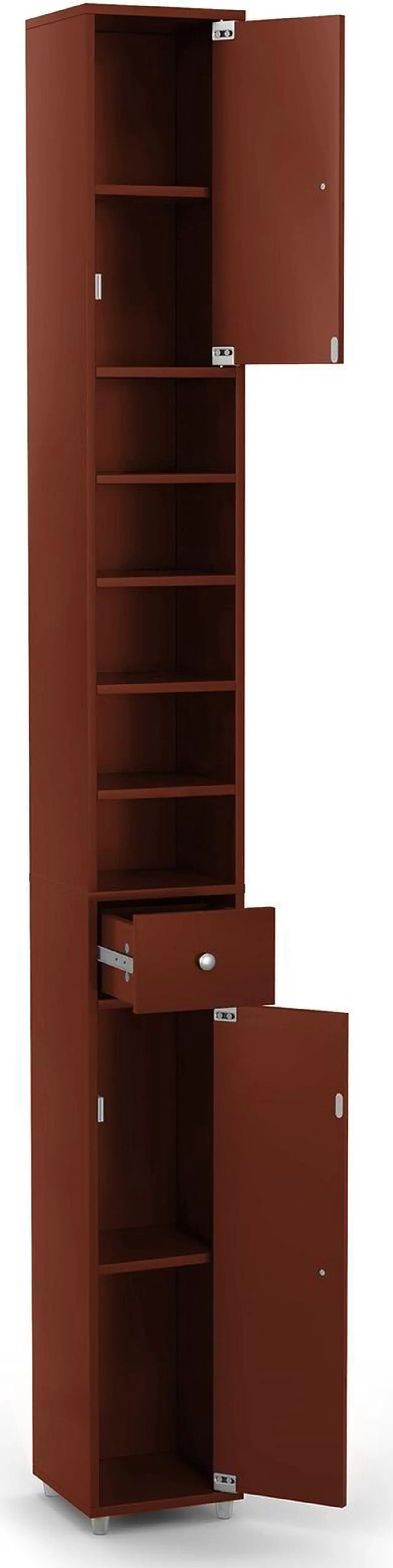 Alt view image 2 of 7 - Freestanding Slim Bathroom Cabinet with Drawer and Adjustable Shelves