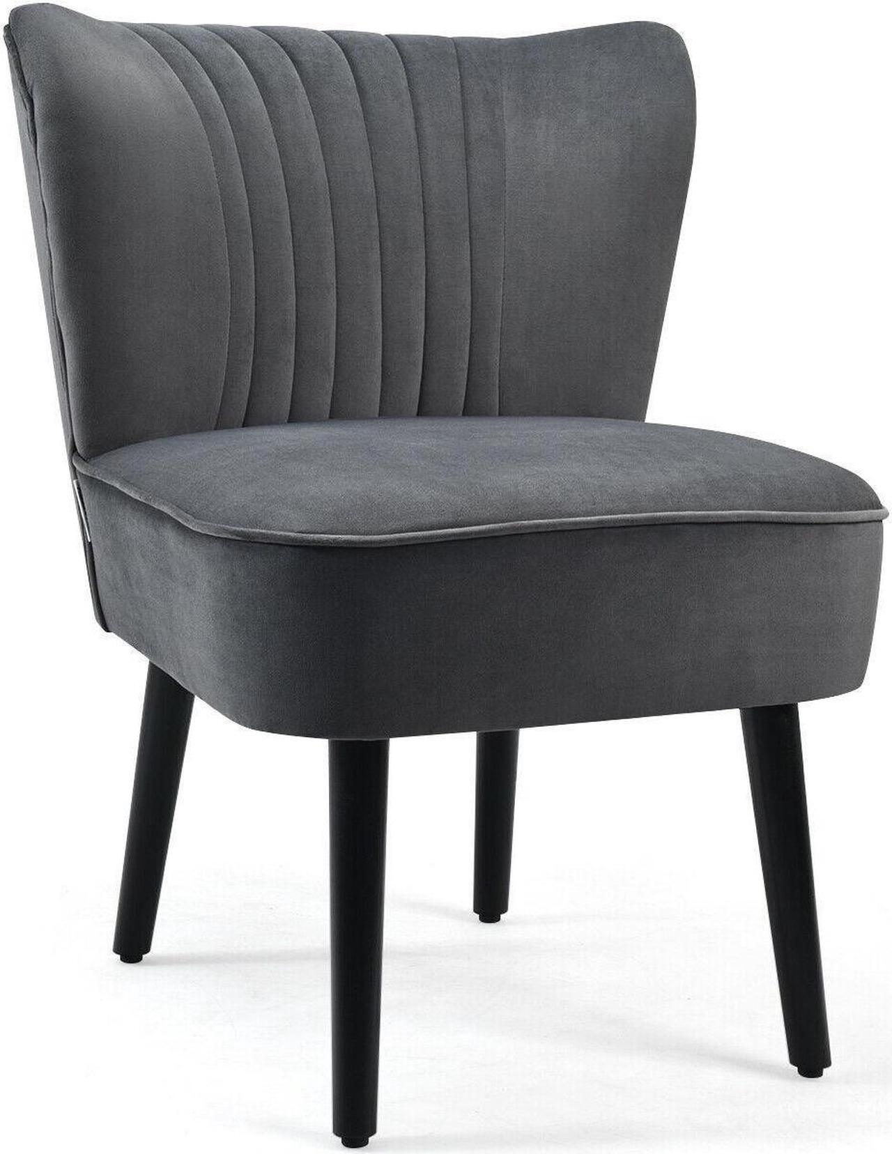 Alt view image 6 of 7 - Set of 2 Upholstered Modern Leisure Club Chairs with Solid Wood Legs