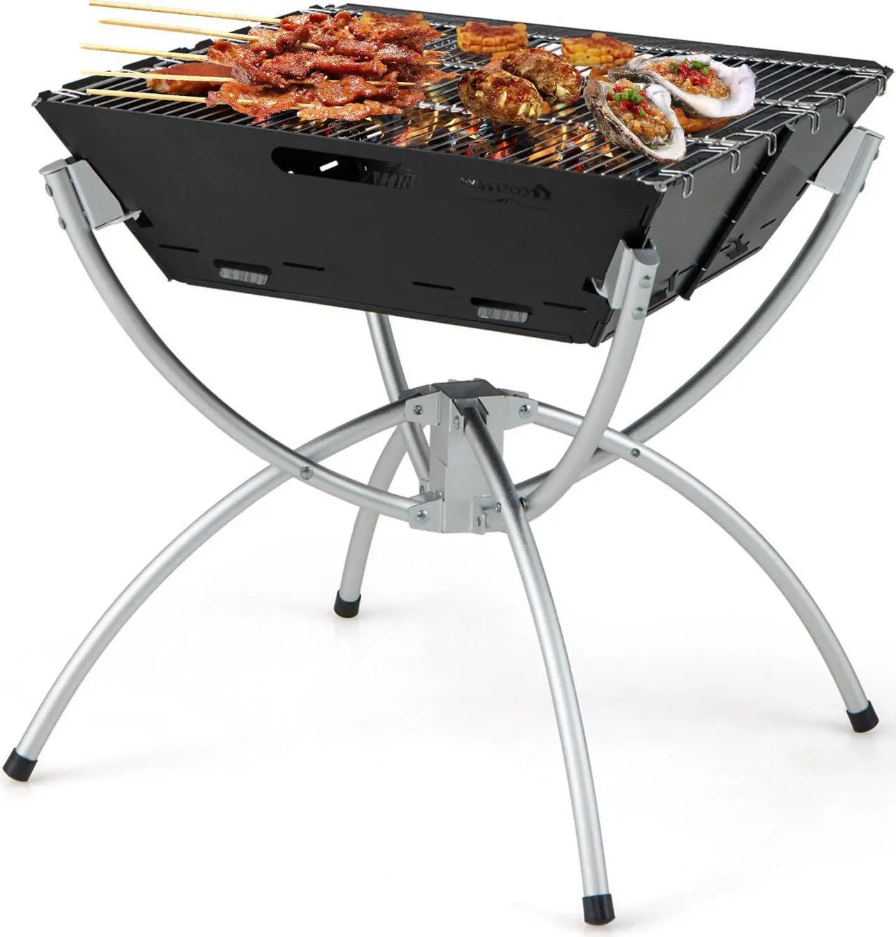 Main image of 3-in-1 Camping Campfire Grill with Stainless Steel Grills Carrying Bag & Gloves