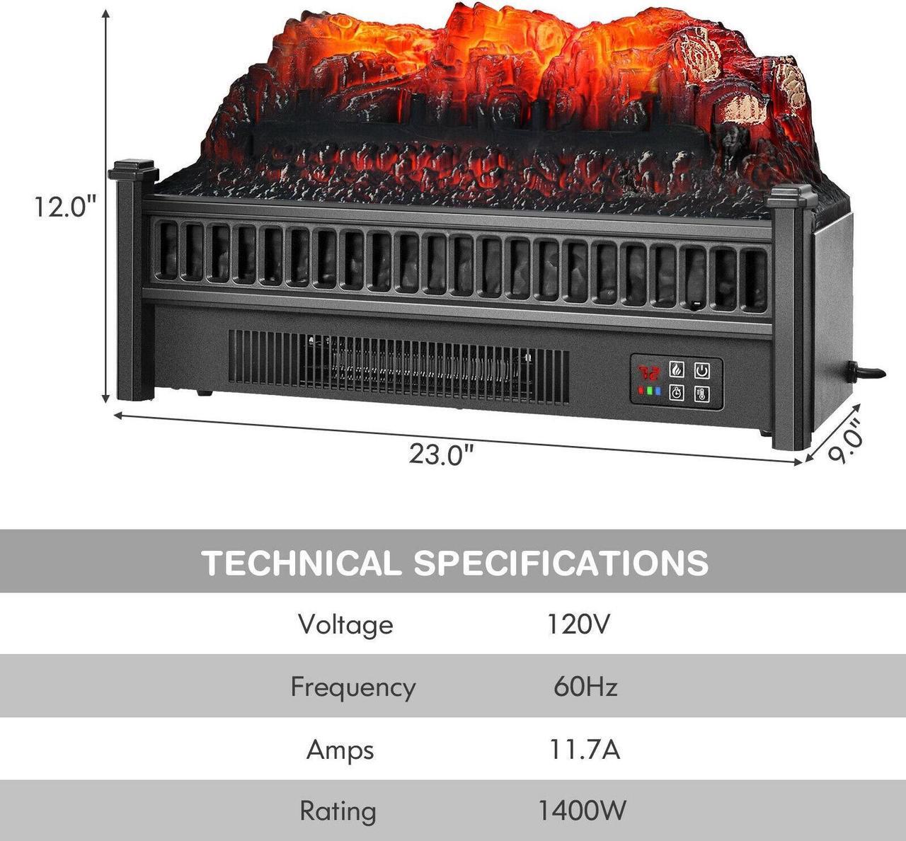 Alt view image 3 of 7 - SlickBlue 1400W Electric Fireplace Log Heater with Adjustable Flame Brightness-Black
