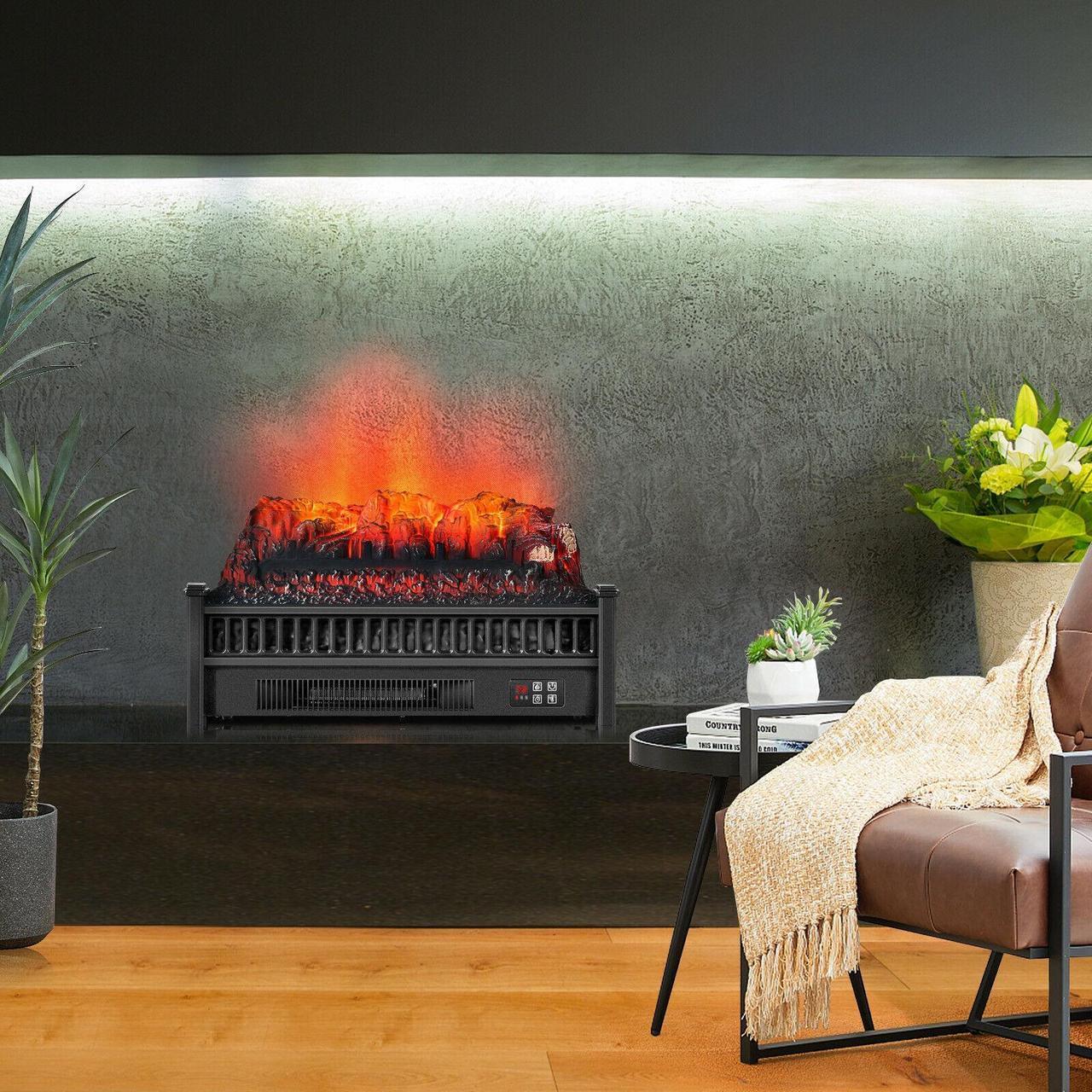 Alt view image 2 of 7 - SlickBlue 1400W Electric Fireplace Log Heater with Adjustable Flame Brightness-Black