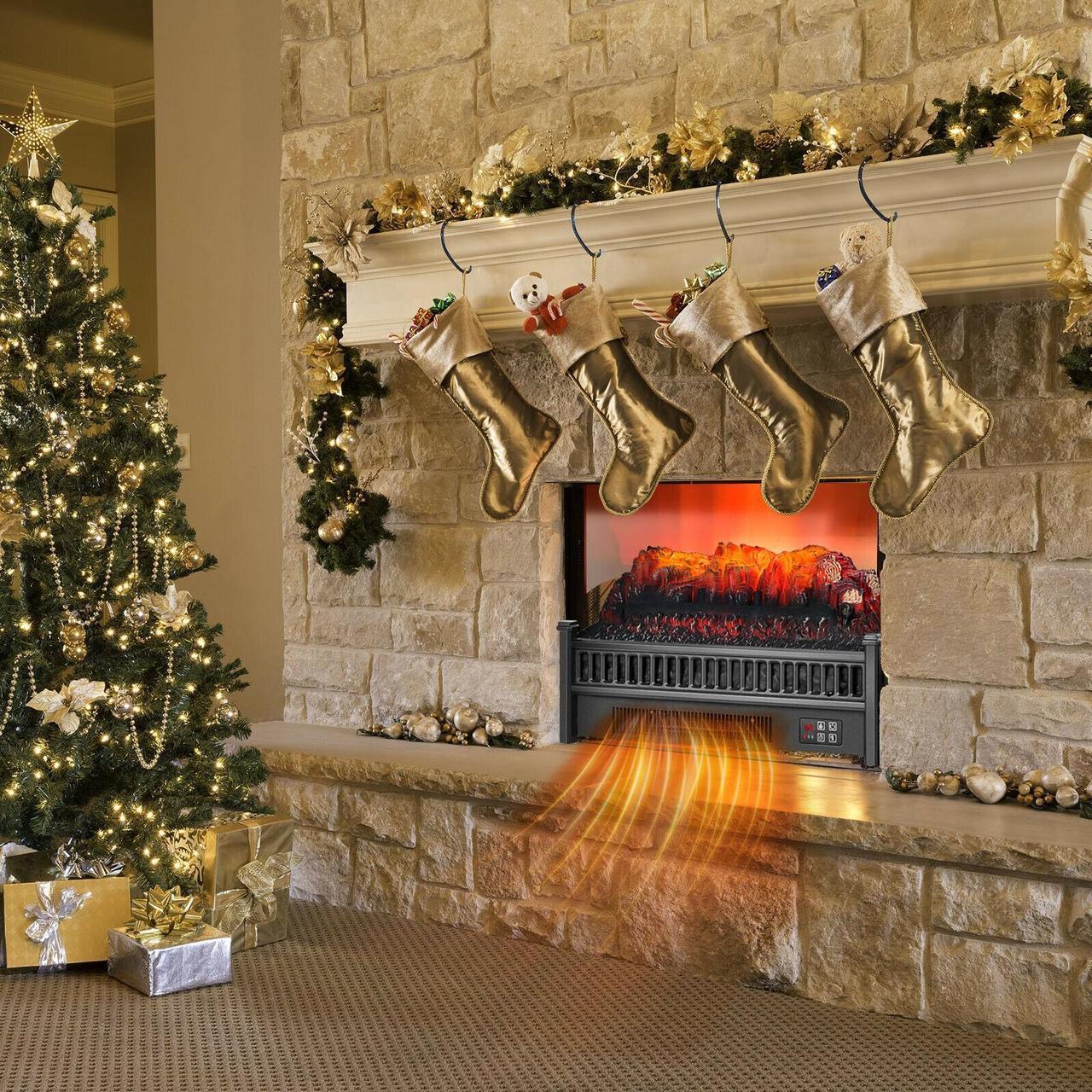 Alt view image 7 of 7 - SlickBlue 1400W Electric Fireplace Log Heater with Adjustable Flame Brightness-Black