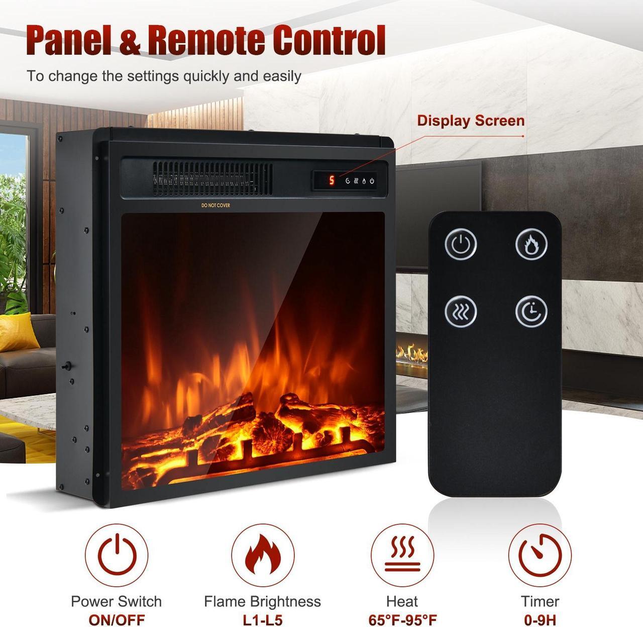 Alt view image 3 of 7 - SlickBlue 18 Inch 1500W Electric Fireplace Freestanding and Recessed Heater