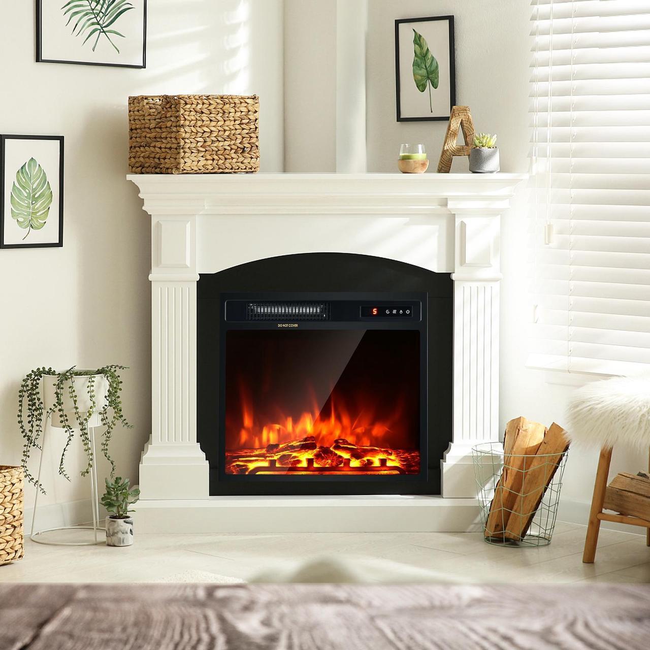 Alt view image 2 of 7 - SlickBlue 18 Inch 1500W Electric Fireplace Freestanding and Recessed Heater