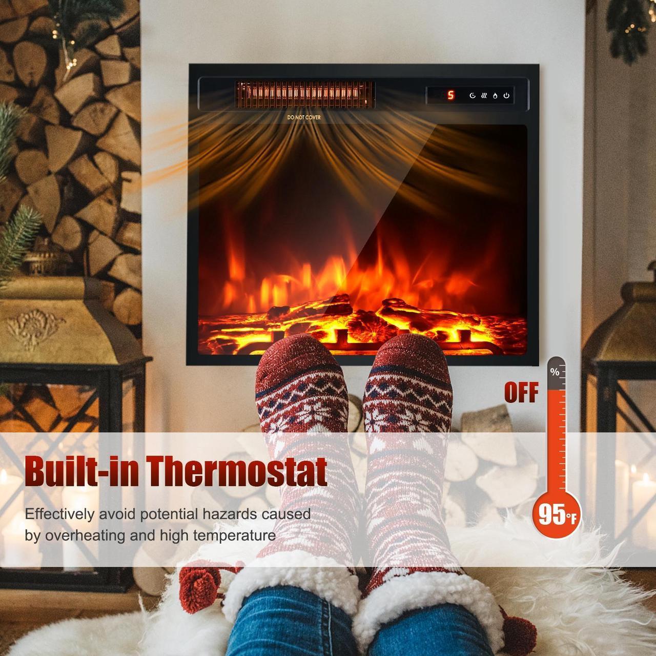 Alt view image 7 of 7 - SlickBlue 18 Inch 1500W Electric Fireplace Freestanding and Recessed Heater