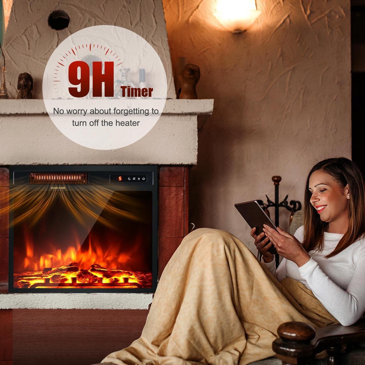 Alt view image 6 of 7 - SlickBlue 18 Inch 1500W Electric Fireplace Freestanding and Recessed Heater