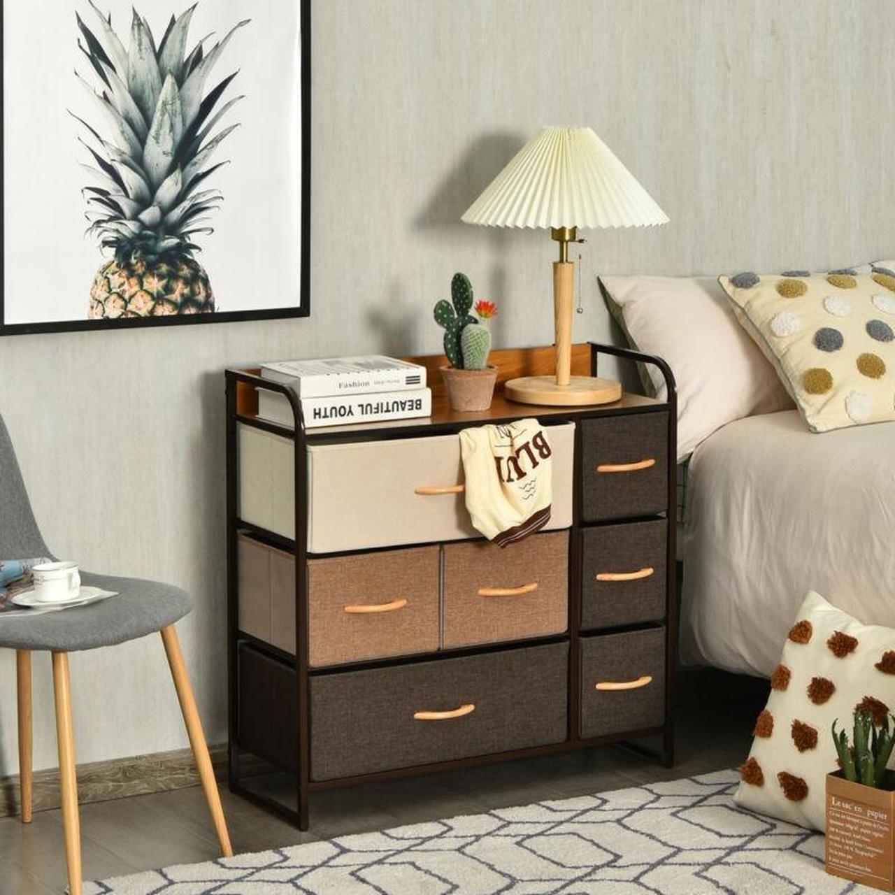 Alt view image 3 of 7 - SlickBlue 7 Drawer Tower Steel Frame and Wooden Top Dresser Storage Chest for Bedroom