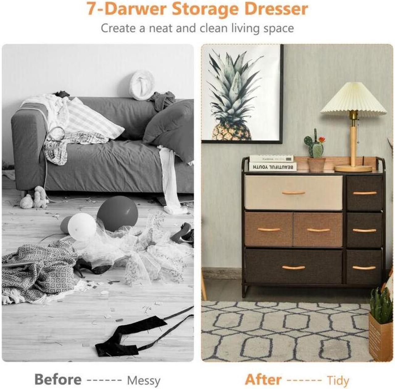Alt view image 7 of 7 - SlickBlue 7 Drawer Tower Steel Frame and Wooden Top Dresser Storage Chest for Bedroom