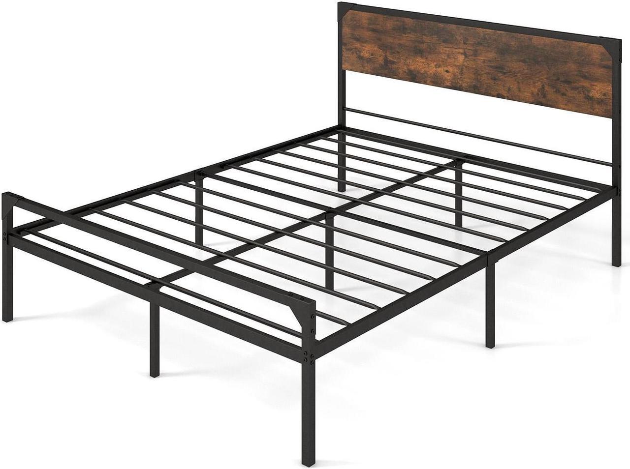 Main image of SlickBlue Platform Bed with Rustic Headboard and Footboard-Queen Size