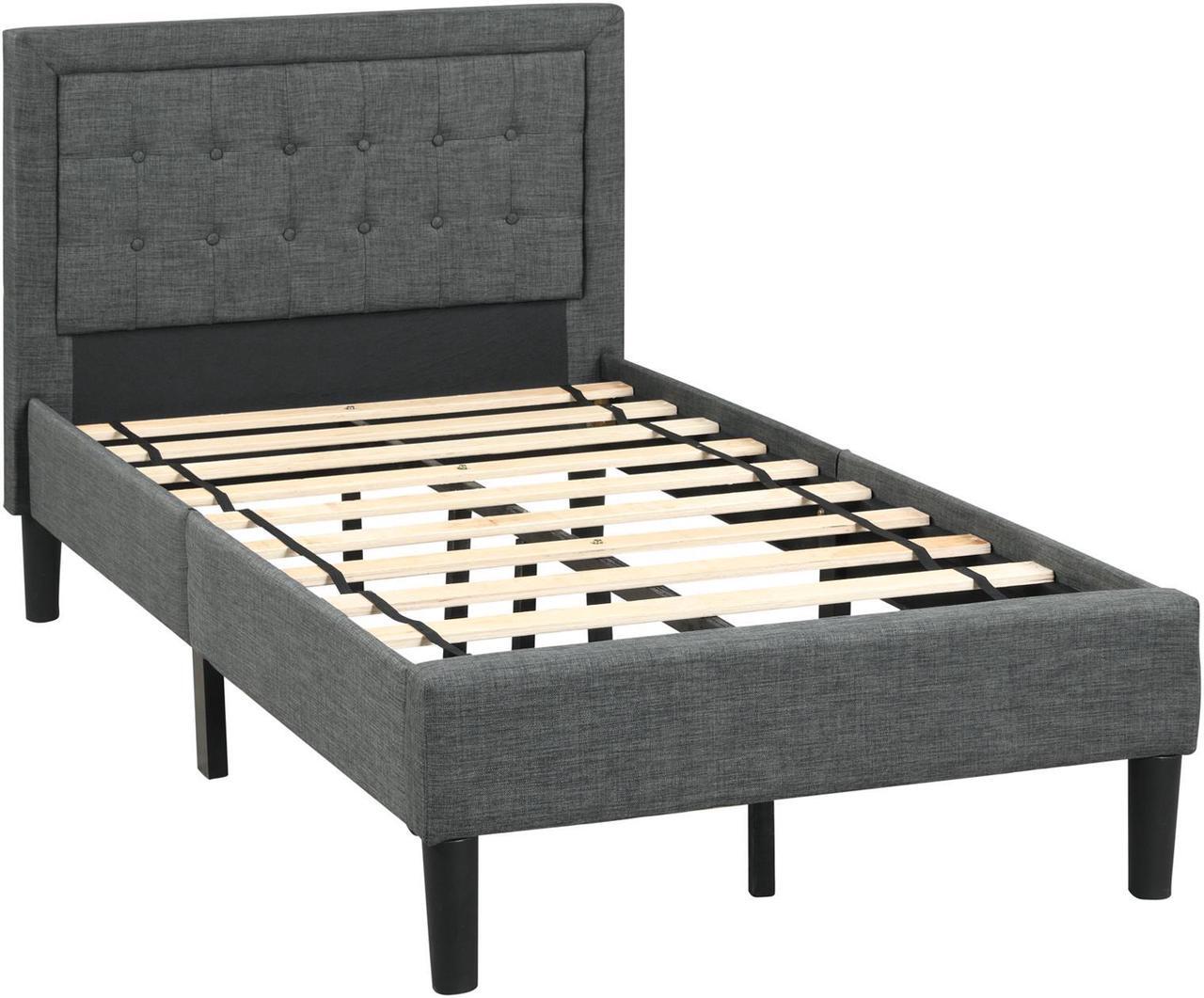 Main image of SlickBlue Twin Size Upholstered Bed Frame with Button Tufted Headboard