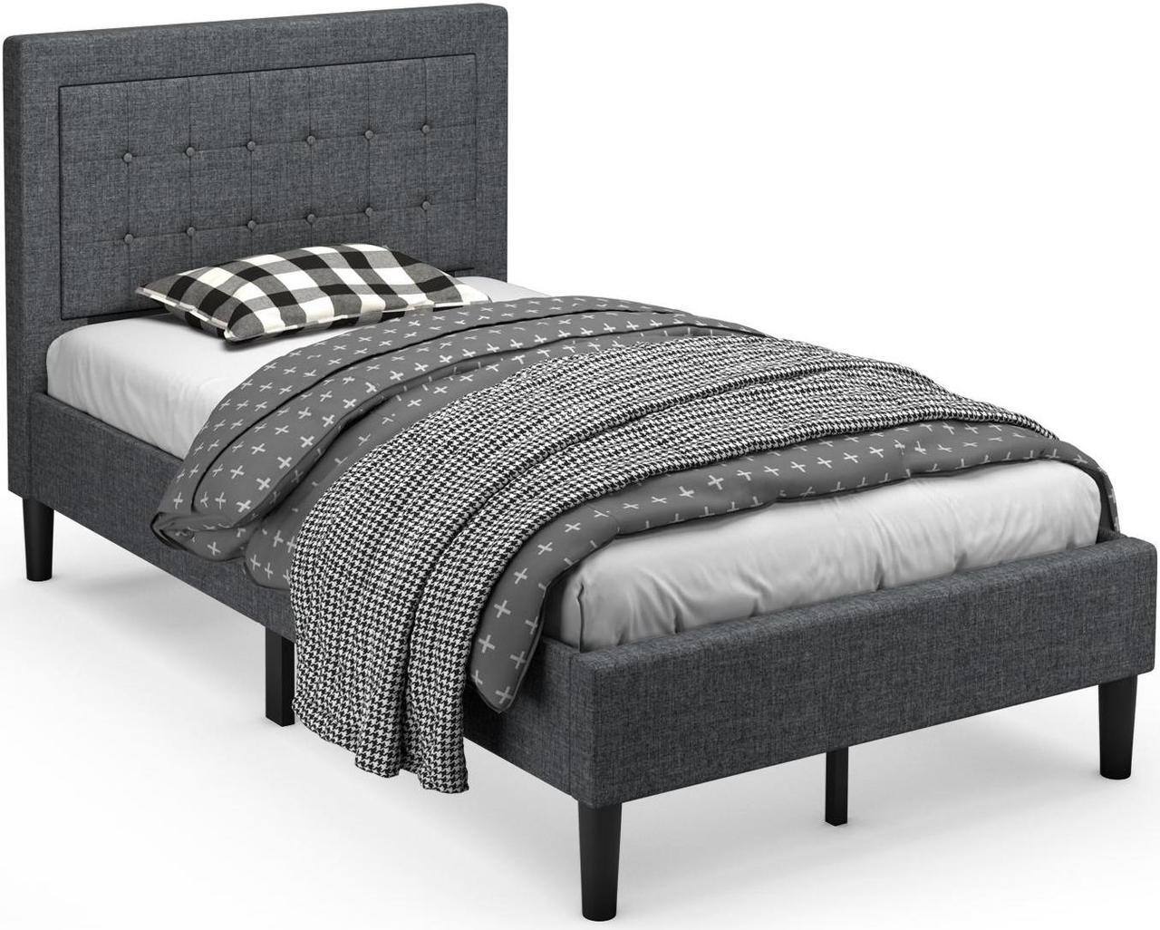 Alt view image 6 of 7 - SlickBlue Twin Size Upholstered Bed Frame with Button Tufted Headboard