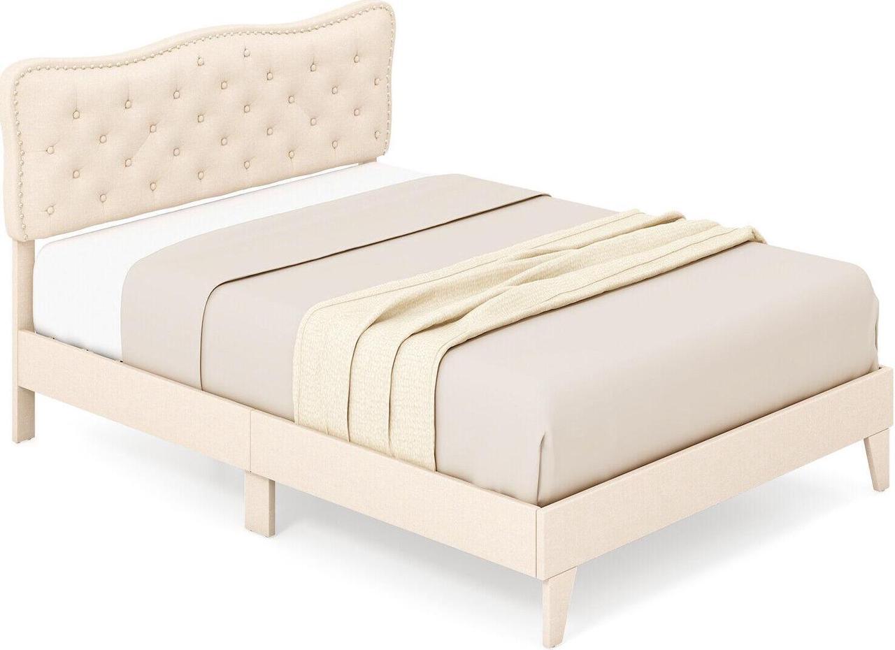 Alt view image 2 of 7 - SlickBlue Full/Queen Size Bed Frame with Nail Headboard and Wooden Slats