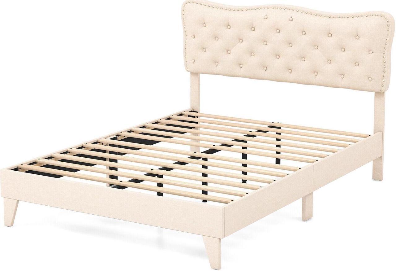 Main image of SlickBlue Full/Queen Size Bed Frame with Nail Headboard and Wooden Slats