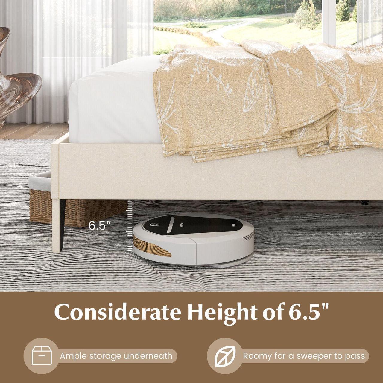 Alt view image 6 of 7 - SlickBlue Full/Queen Size Bed Frame with Nail Headboard and Wooden Slats