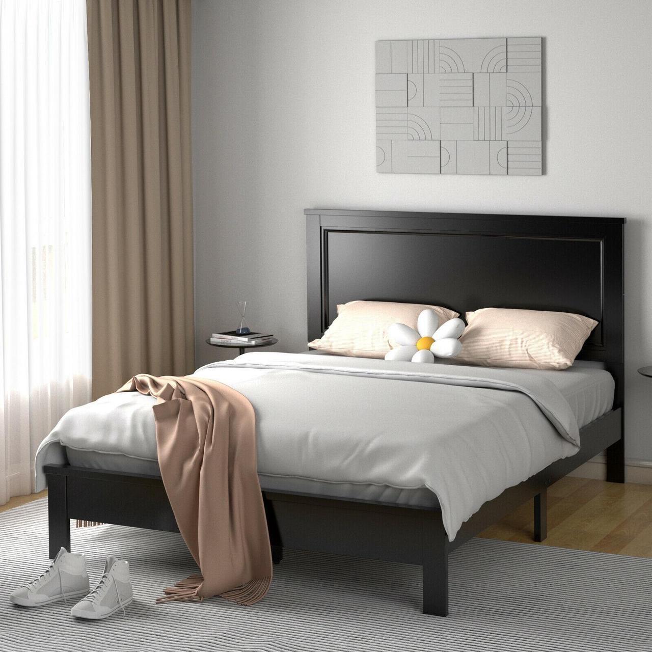 Alt view image 4 of 7 - SlickBlue Full/Queen Bed Frame Platform Slat High Headboard Bedroom with Rubber Wood Leg