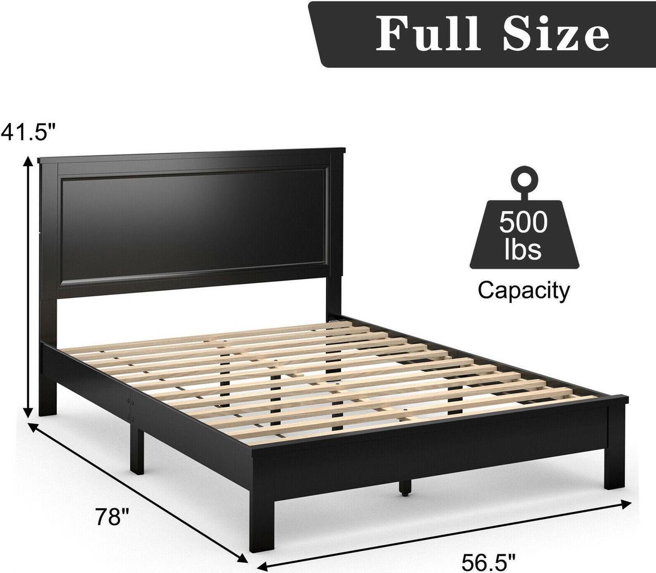 Alt view image 2 of 7 - SlickBlue Full/Queen Bed Frame Platform Slat High Headboard Bedroom with Rubber Wood Leg