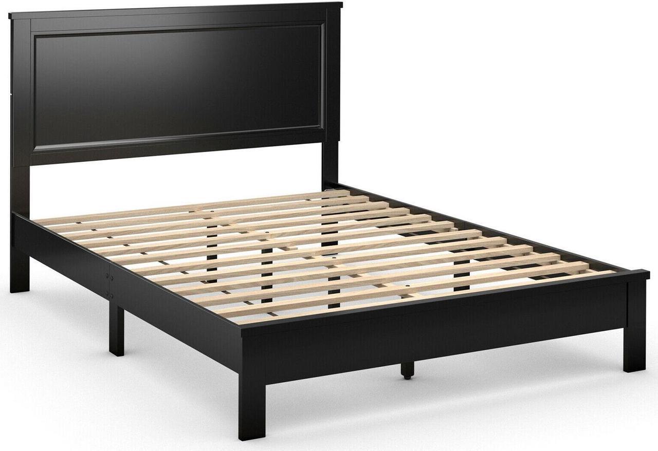 Main image of SlickBlue Full/Queen Bed Frame Platform Slat High Headboard Bedroom with Rubber Wood Leg