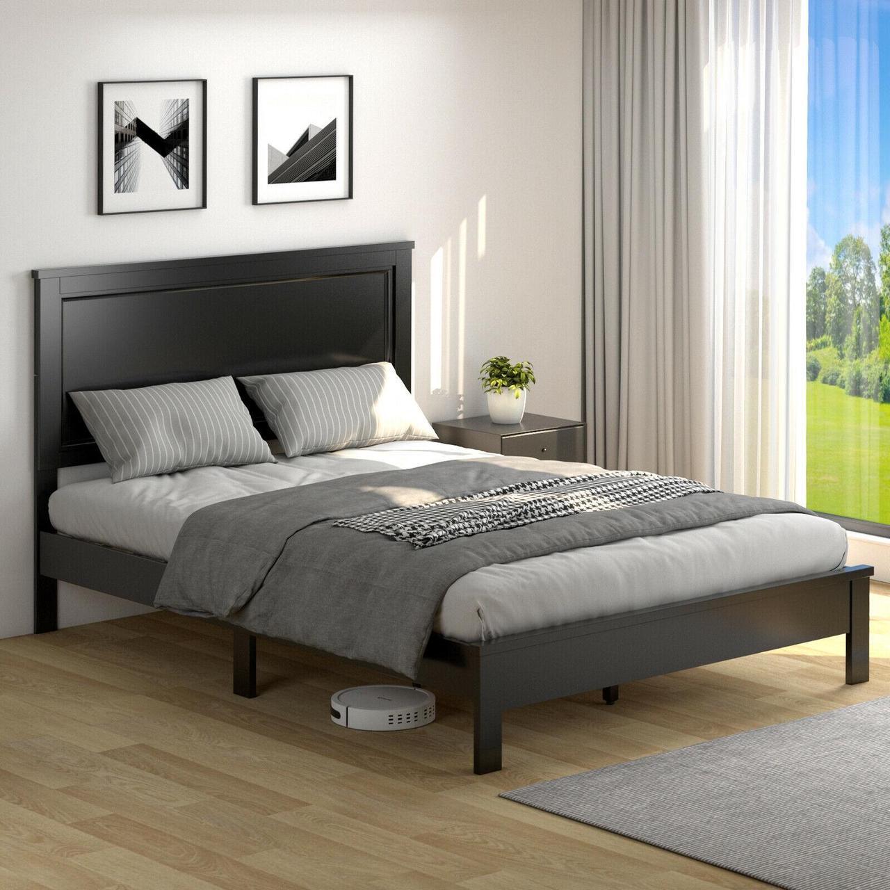 Alt view image 7 of 7 - SlickBlue Full/Queen Bed Frame Platform Slat High Headboard Bedroom with Rubber Wood Leg