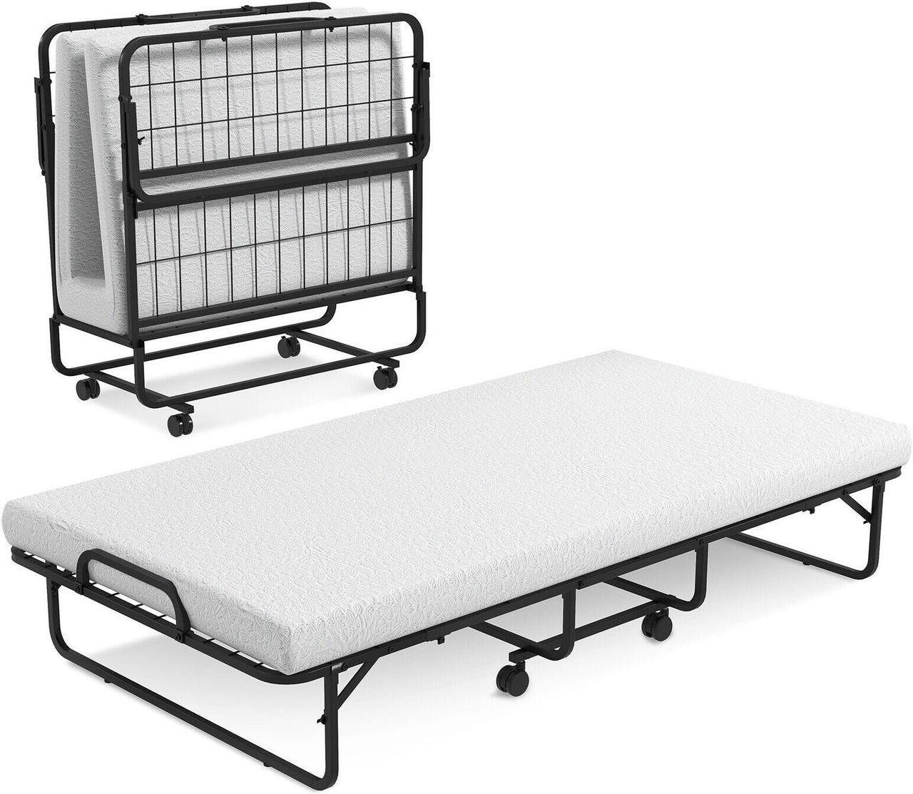 Main image of SlickBlue Twin Size Metal Folding Bed with Memory Foam Mattress