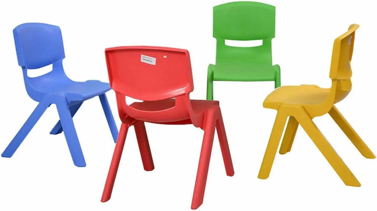 Alt view image 6 of 6 - SlickBlue 4-pack Colorful Stackable Plastic Children Chairs