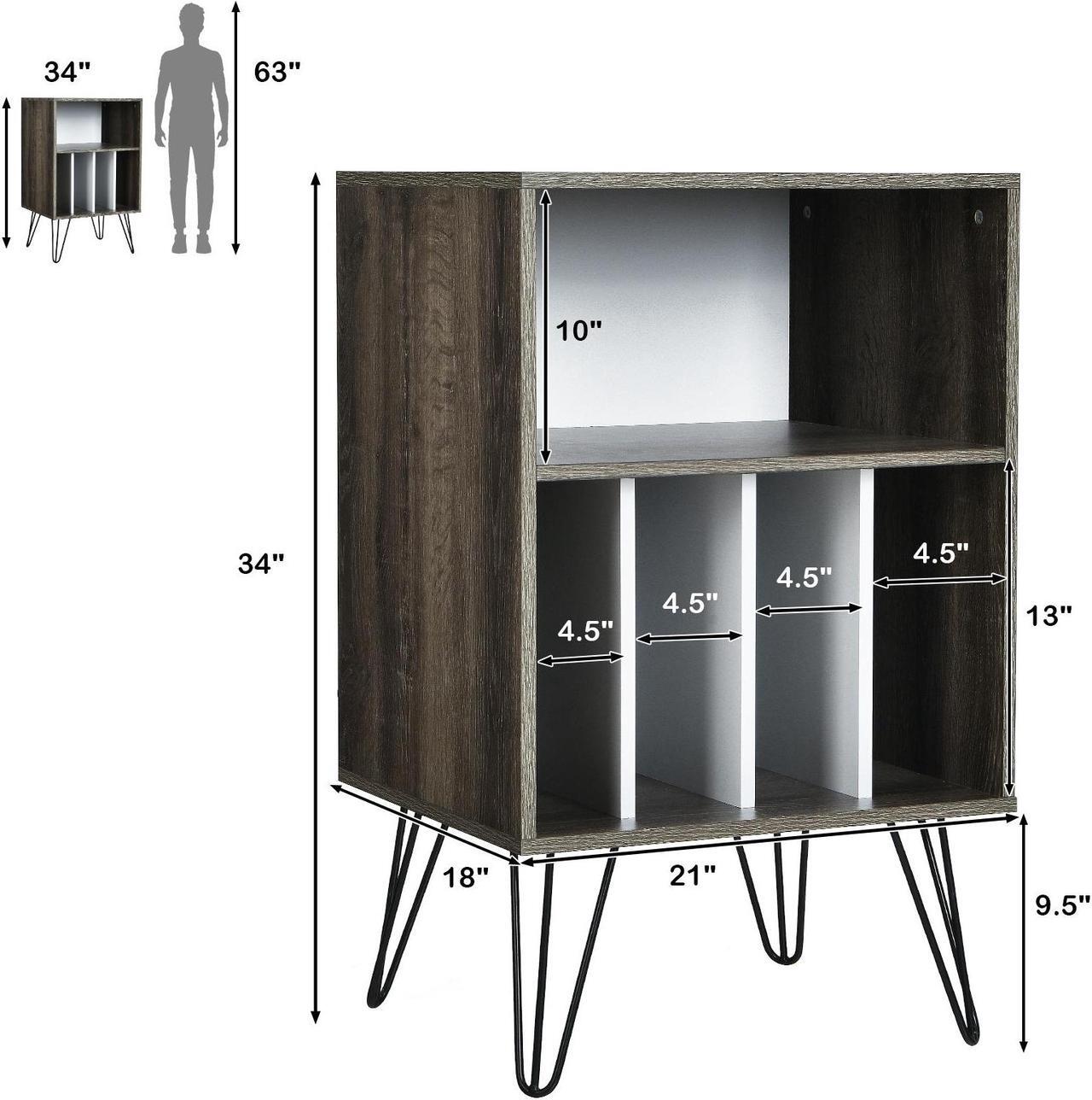 Alt view image 3 of 7 - SlickBlue Freestanding Record Player Stand Record Storage Cabinet with Metal Legs
