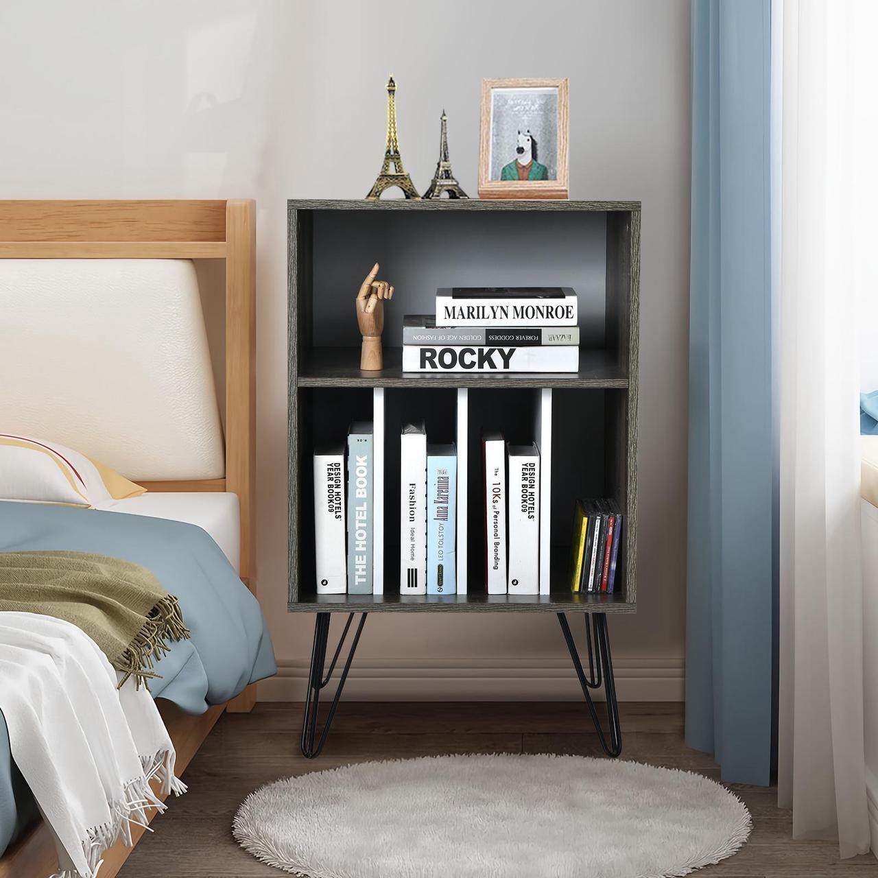 Alt view image 7 of 7 - SlickBlue Freestanding Record Player Stand Record Storage Cabinet with Metal Legs