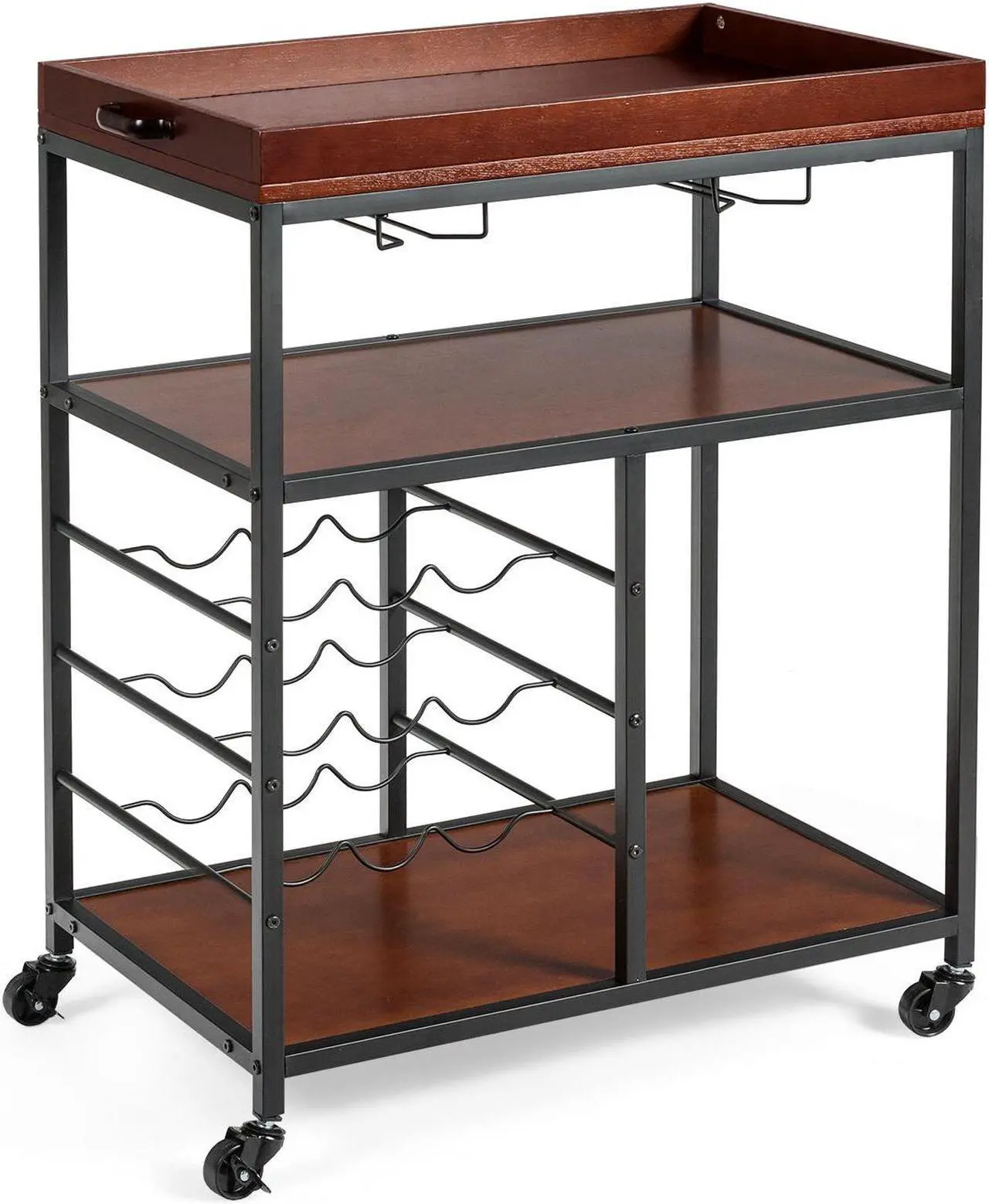 Main image of SlickBlue 3 Tiers Storage Bar Serving Cart with Wine Rack